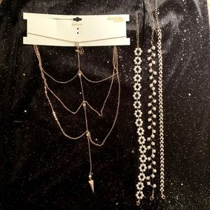 4 Metallic Gold Fashion Choker Necklaces Bundle